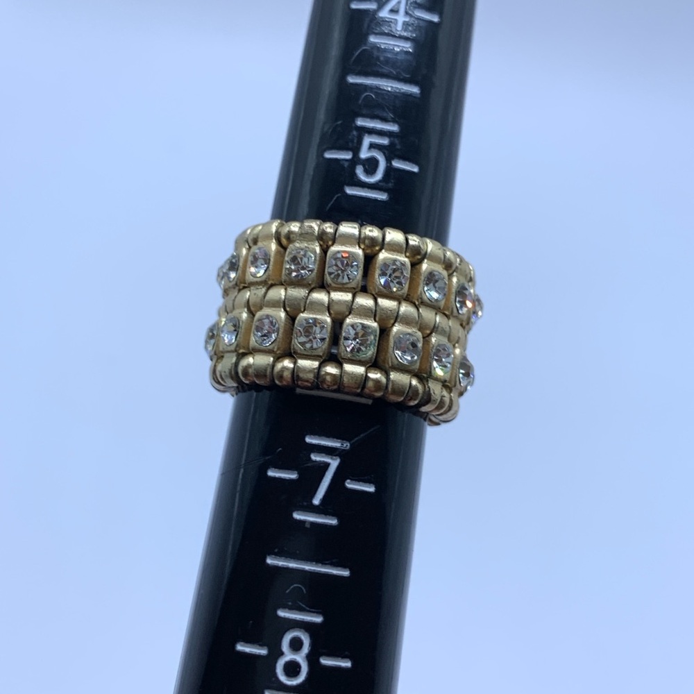 Flexible Stretch Ring with Clear Rhinestones - Statement Cocktail Ring size 6